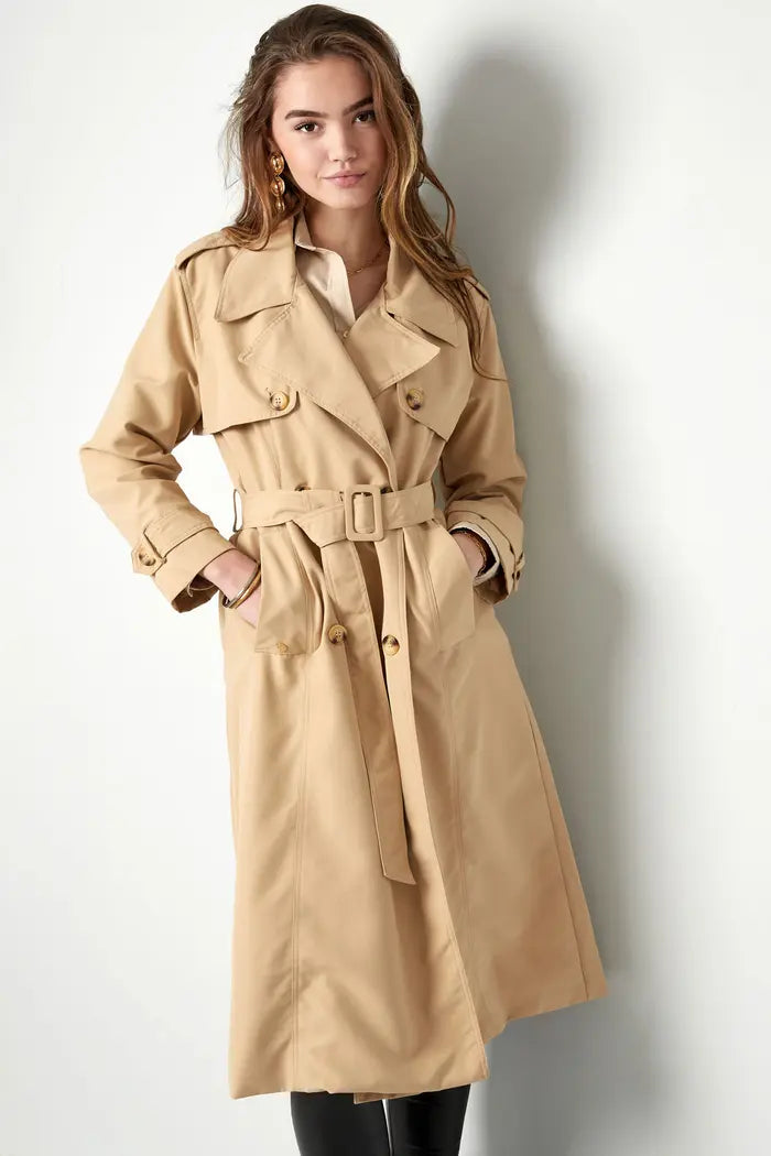 Lange basic trenchcoat - beige