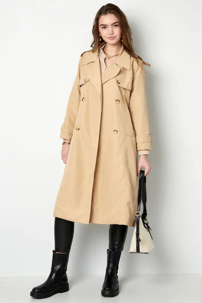 Lange basic trenchcoat - beige