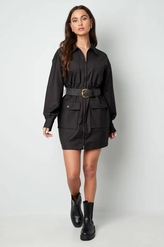 Long sleeve playsuit - black