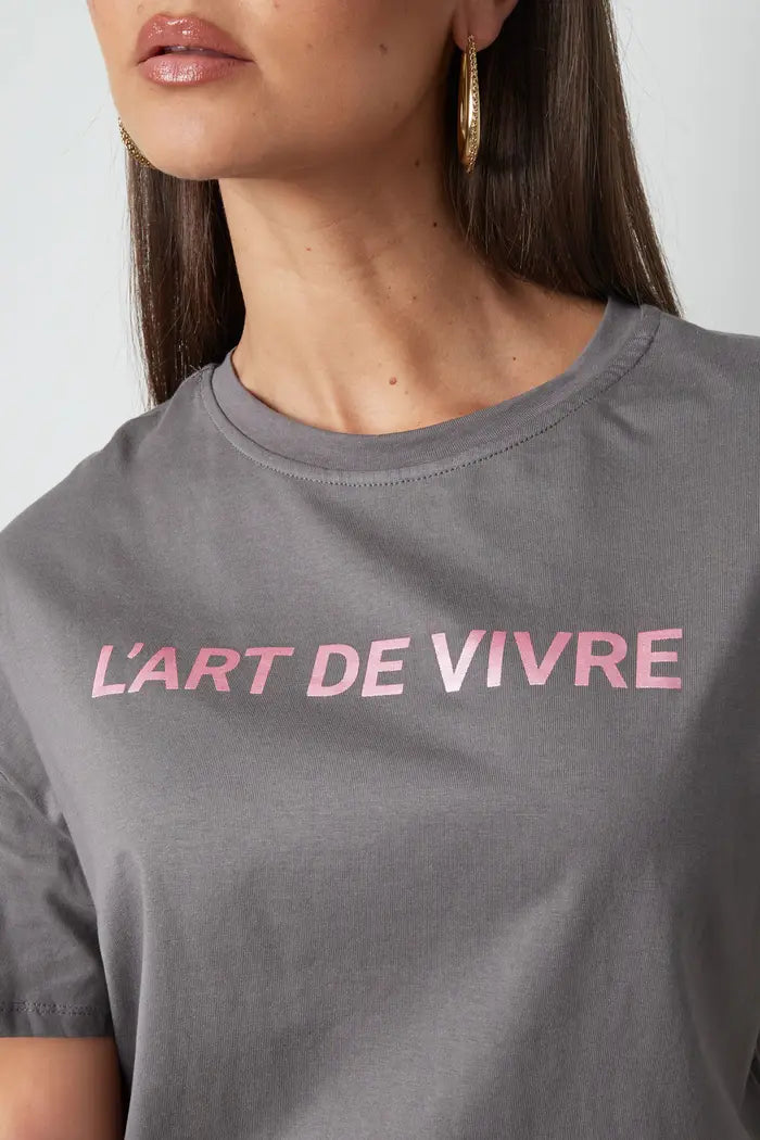 T-shirt L art de vivre - Grey and Rose