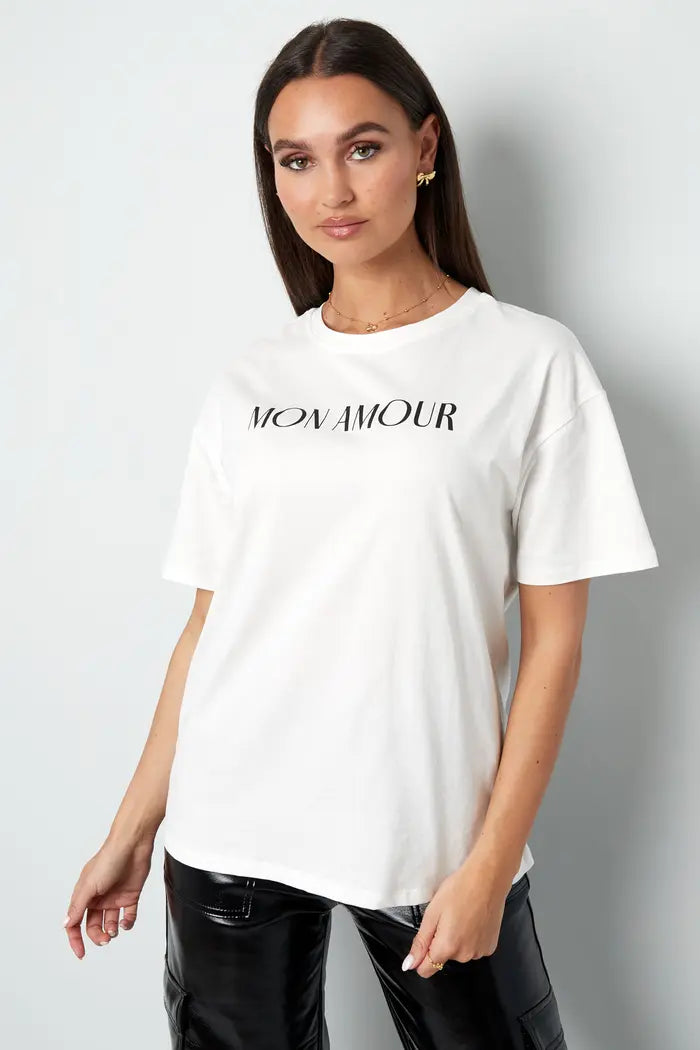 T-shirt mon amour - Wit