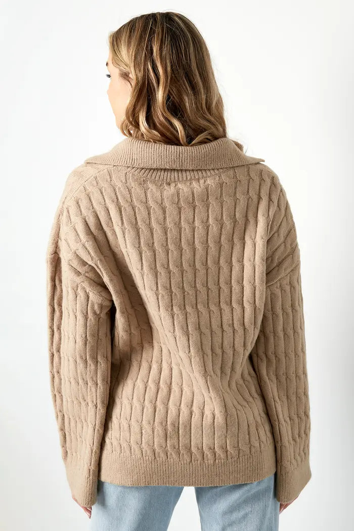 Comfy cable knit trui - bruin