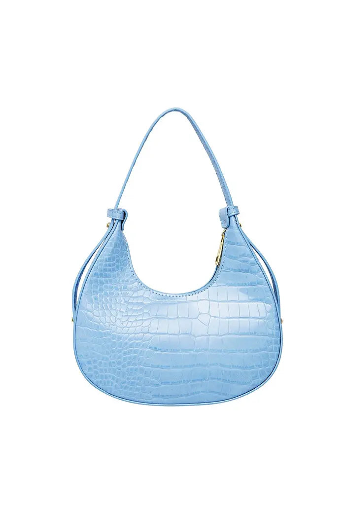 Handbag imitation leather with print Light Blue PU