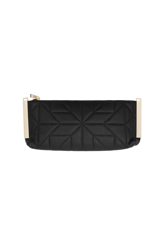 Stitched clutch with gold hardware - Zwart