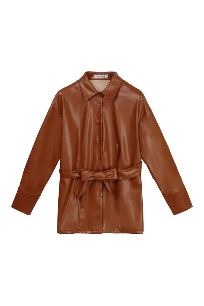 Blouse Leather Look-Bruin