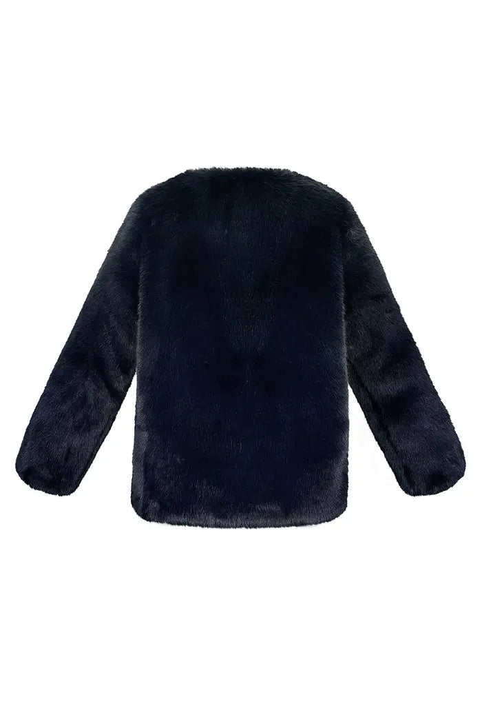 Faux fur jas - donkerblauw