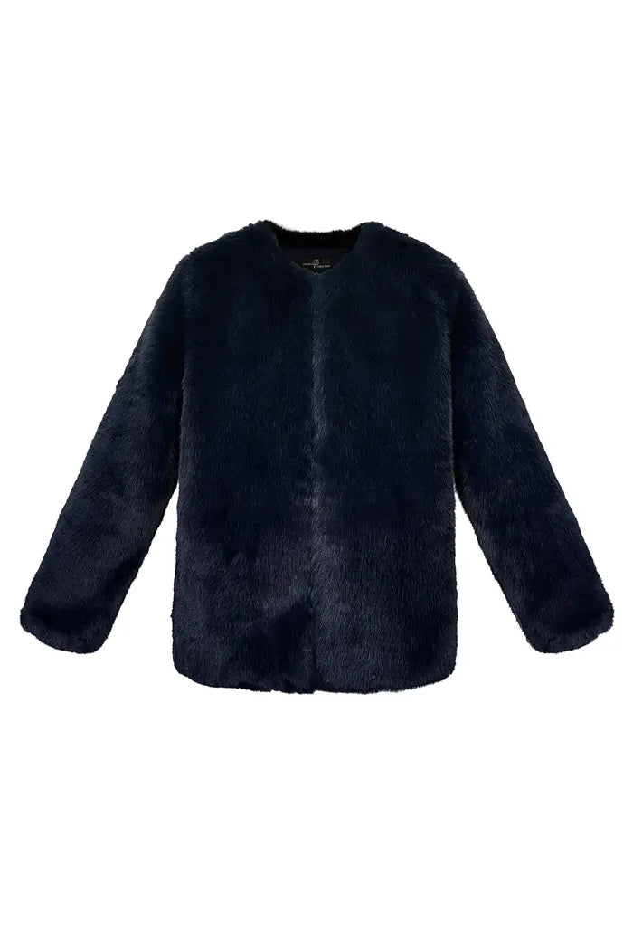 Faux fur jas - donkerblauw