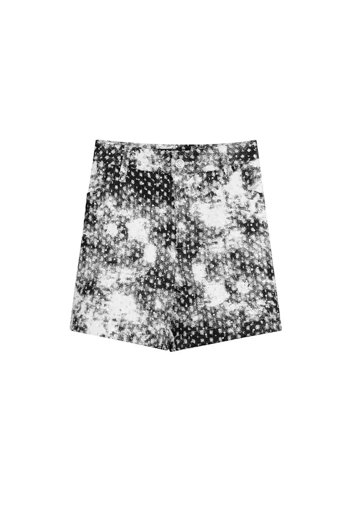 Korte broek spots met glitters - zwart en wit