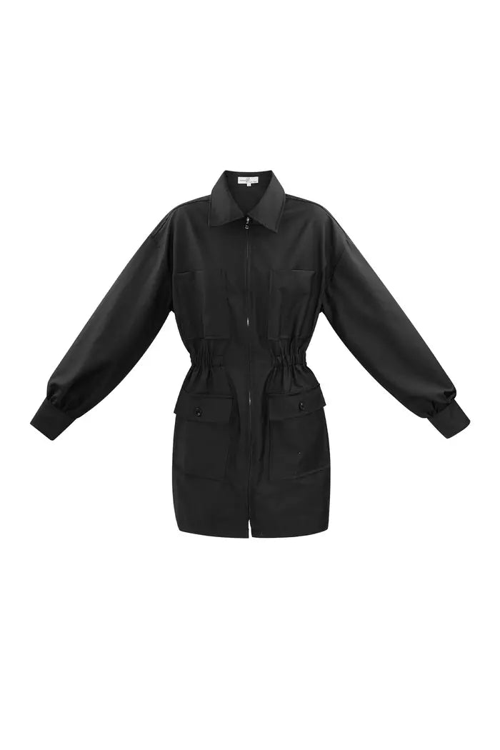 Long sleeve playsuit - black