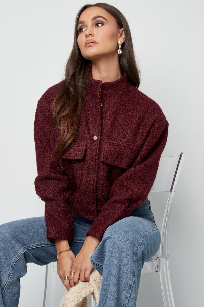 Boucle bomber jas - Rood